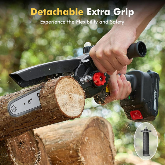 Mini Chainsaw Cordless 8 Inch: Electric Chainsaw Battery Powered, Brushless Chain Saw with Auto Oiler, 2Pcs Battery, Handheld Saw for Tree Branch Wood Cutting,Gardening Tools for Men Dad Husband