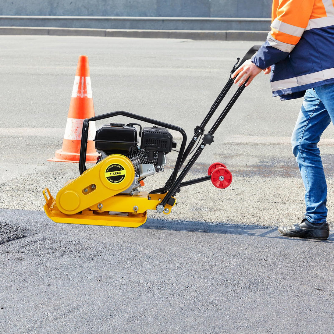 7.0HP Walk-Behind Vibratory Plate Compactor Rammer Jack Tamper 212CC Gas Engine