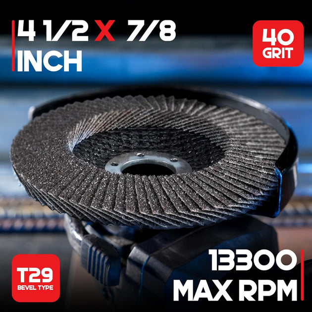 Flap Discs 4-1/2 Inch for Angle Grinder, 50 Pack Flap Sanding Disc, Type 29 Aluminum Oxide Abrasives Grinding Wheel for Wood Finishing & Metal Sanding, 40 Grit (7/8 Inch Arbor Size)