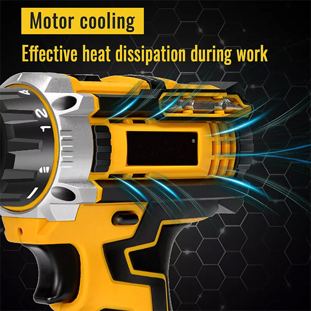 21V Cordless Hammer Drill Set Electric Impact Driver Screwdriver with 2 Battery