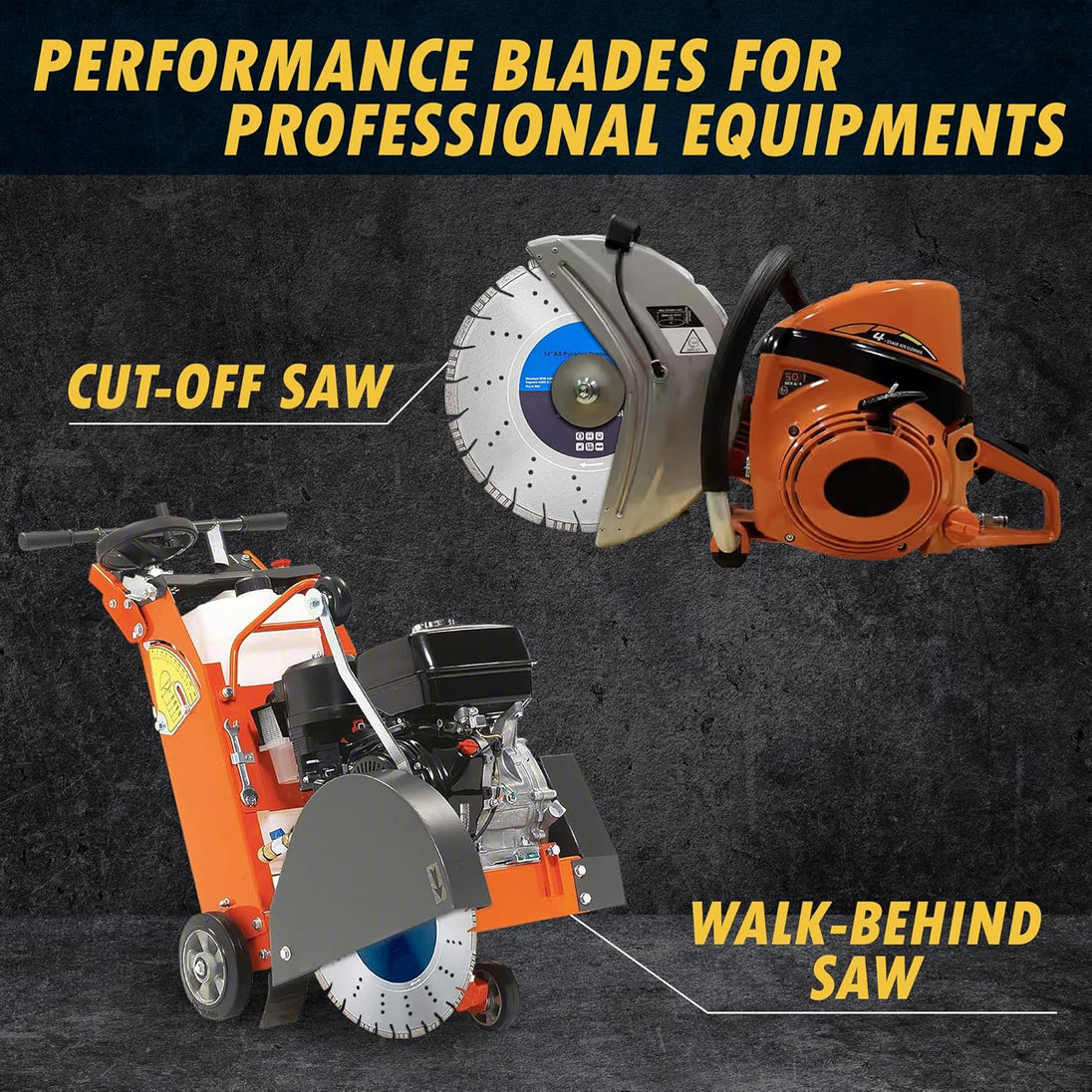 20" All Purpose Diamond Saw Blades for Hard/Reinforced Concrete, Asphalt, Granite, Terrazzo, Ductile Iron Piping, 7-5/8" Cutting Depth, 1" Arbor