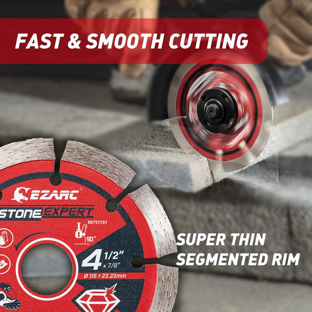 4-1/2 Inch Segmented Diamond Blade, Diamond Cutting Wheel for Angle Grinder Stone Master, 4.5" Stone Blade for Cutting Concrete Granite Masonry Brick, 7/8"-20Mm-5/8 Arbor (2-Pack)