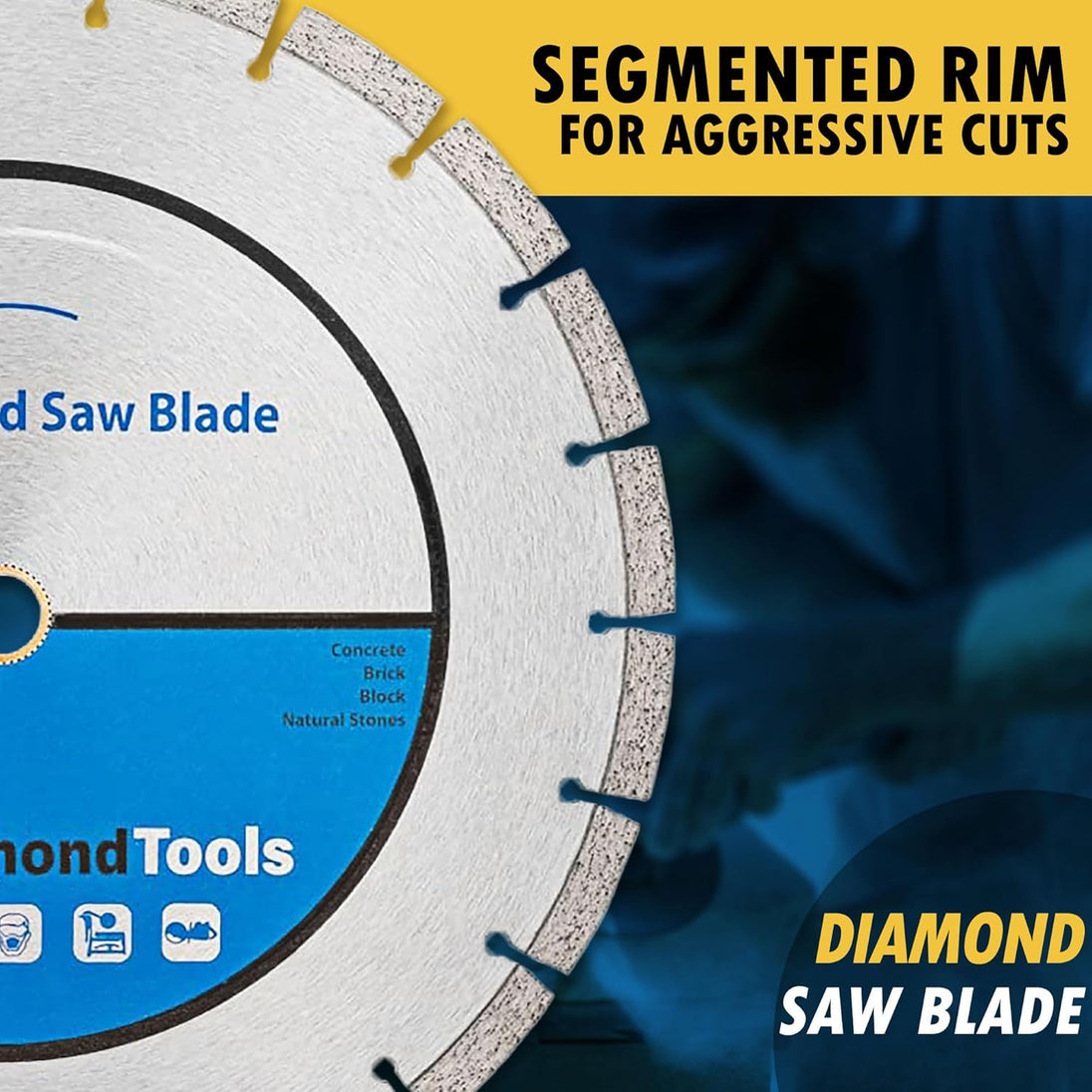 6" Segmented Diamond Saw Blade for Concrete, Brick, Block and Masonry, 10Mm Segment Height, 7/8"-5/8" Arbor