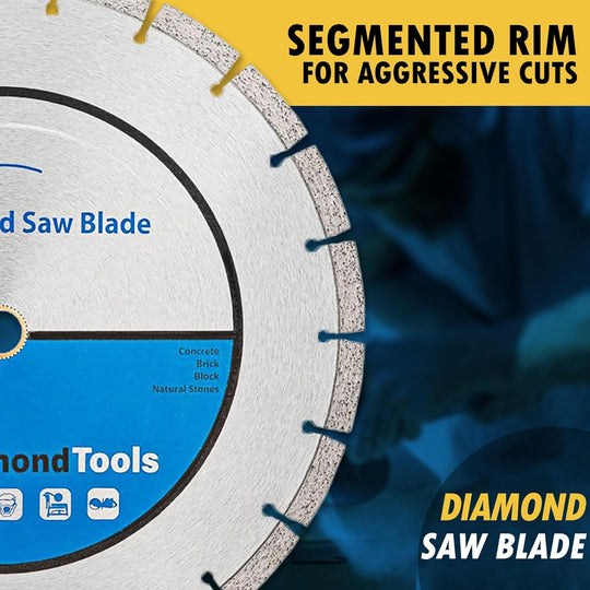 6" Segmented Diamond Saw Blade for Concrete, Brick, Block and Masonry, 10Mm Segment Height, 7/8"-5/8" Arbor