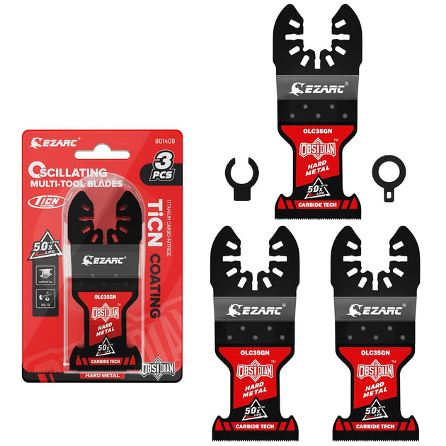 Obsidian Carbide Oscillating Saw Blades, Multi Tool Blades Quick Release for Hard Metal, Nails, Bolts and Screws, 3-Pack