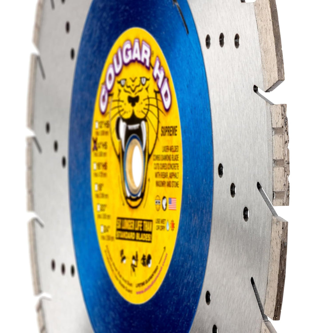 Delta Diamond Cougar HD 14 Inch Diamond Saw Blade, Supreme Grade, for Reinforced Concrete, Masonry, Stone, Laser-Welded, Segmented-Turbo, .125 Width X 1"-20Mm Arbor (14")
