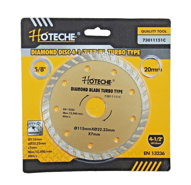 Lot of (10) 4-1/2" Diamond Blade Wet/Dry Turbo Arbor 7/8" 5/8" 20Mm