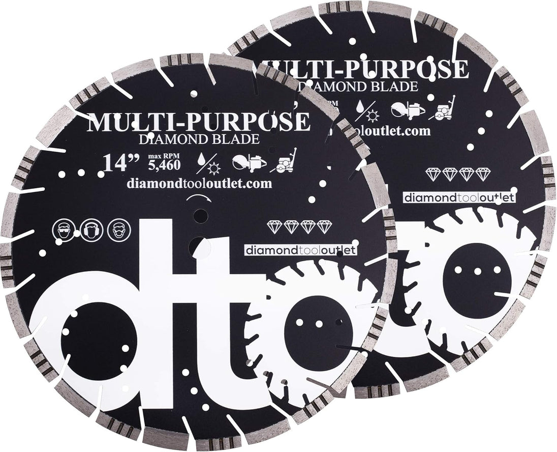 Dto SMP14P 14-Inch Premium Diamond Segmented Saw Blade for Multi-Purpose, Hard Concrete, Concrete, Asphalt, Brick, Block, 1-Inch Arbor, Wet or Dry Cutting, 5460 Max. RPM, 10Mm (.394") Segment Height