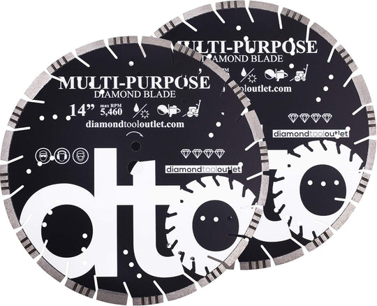 Dto SMP14P 14-Inch Premium Diamond Segmented Saw Blade for Multi-Purpose, Hard Concrete, Concrete, Asphalt, Brick, Block, 1-Inch Arbor, Wet or Dry Cutting, 5460 Max. RPM, 10Mm (.394") Segment Height