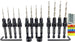 Countersink Drill Bit Set 4 Pc #4 (7/64"), 4 Pc #6 (9/64"), 4Pc #8 (11/64") with Tapered Drill Bits, Depth Stop and Storage Container