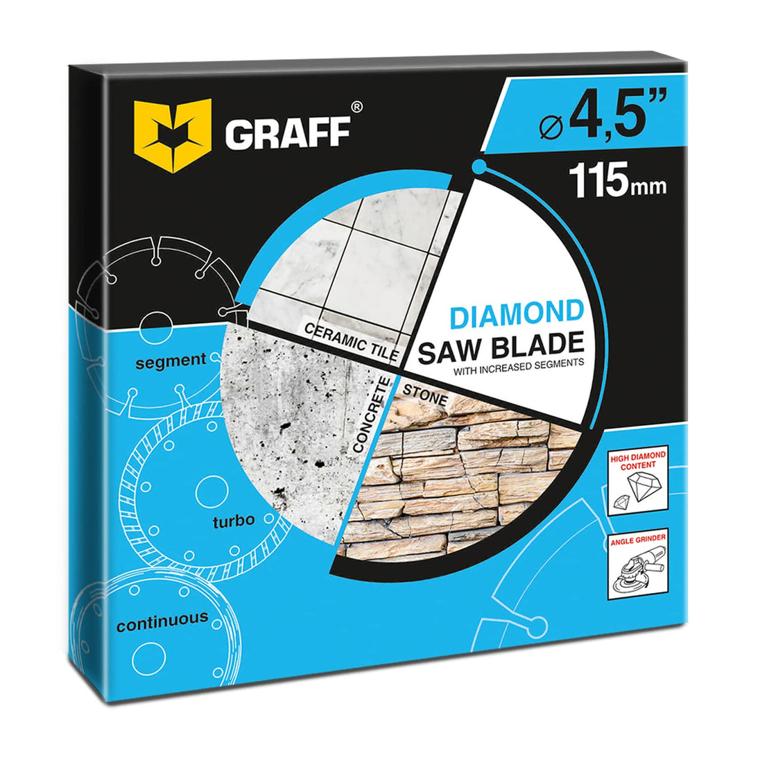 3 PCS 4 1/2 Inch Diamond Blade for Angle Grinder — Diamond Cutting Wheel for Cutting Stone, Marble, Granite, Brick, Masonry, Paving Flag, Concrete —