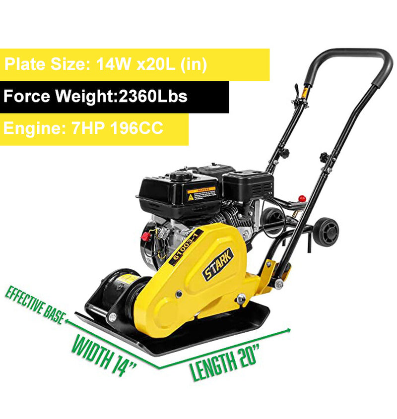 Stark USA 7.0Hp Walk-Behind Vibratory Plate Compactor Rammer 212Cc EPA Engine