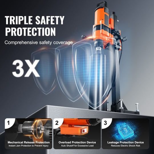 Core Drill Machine 0.8-11.8In Dia 3500W 570RPM Diamond Core Drill Rig with Stand
