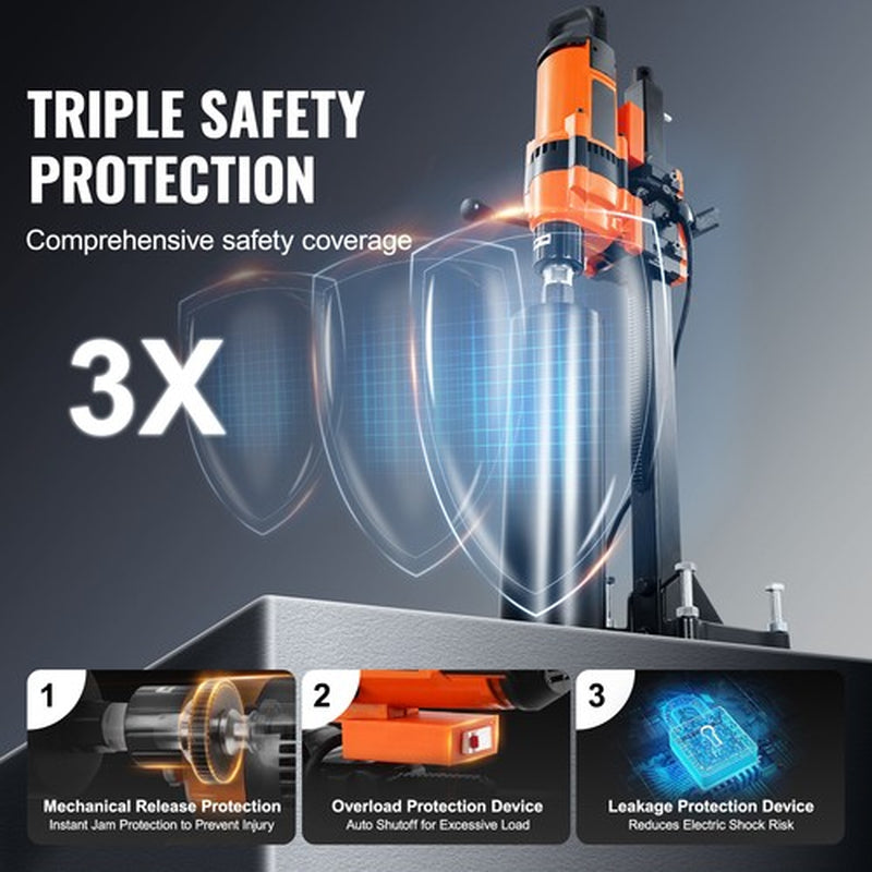 Core Drill Machine 0.8-11.8In Dia 3500W 570RPM Diamond Core Drill Rig with Stand