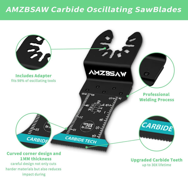 5 PCS Carbide Oscillating Tool Blades, Professional Multi Tool Blades Kits for Bolts Screws Hard Material Metal Nails Drywall, Multitool Blades Fit Dewalt Bosch Milwaukee Ryobi