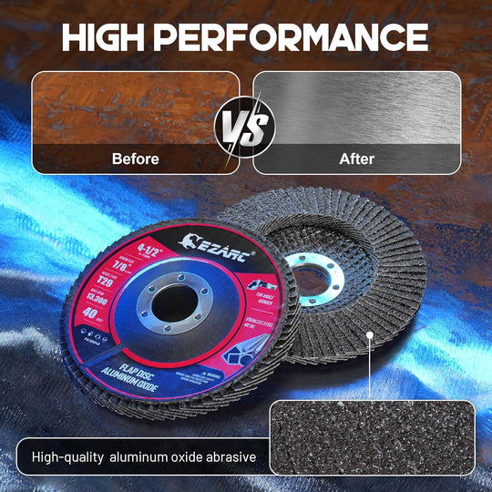 Flap Discs 4-1/2 Inch for Angle Grinder, 50 Pack Flap Sanding Disc, Type 29 Aluminum Oxide Abrasives Grinding Wheel for Wood Finishing & Metal Sanding, 40 Grit (7/8 Inch Arbor Size)