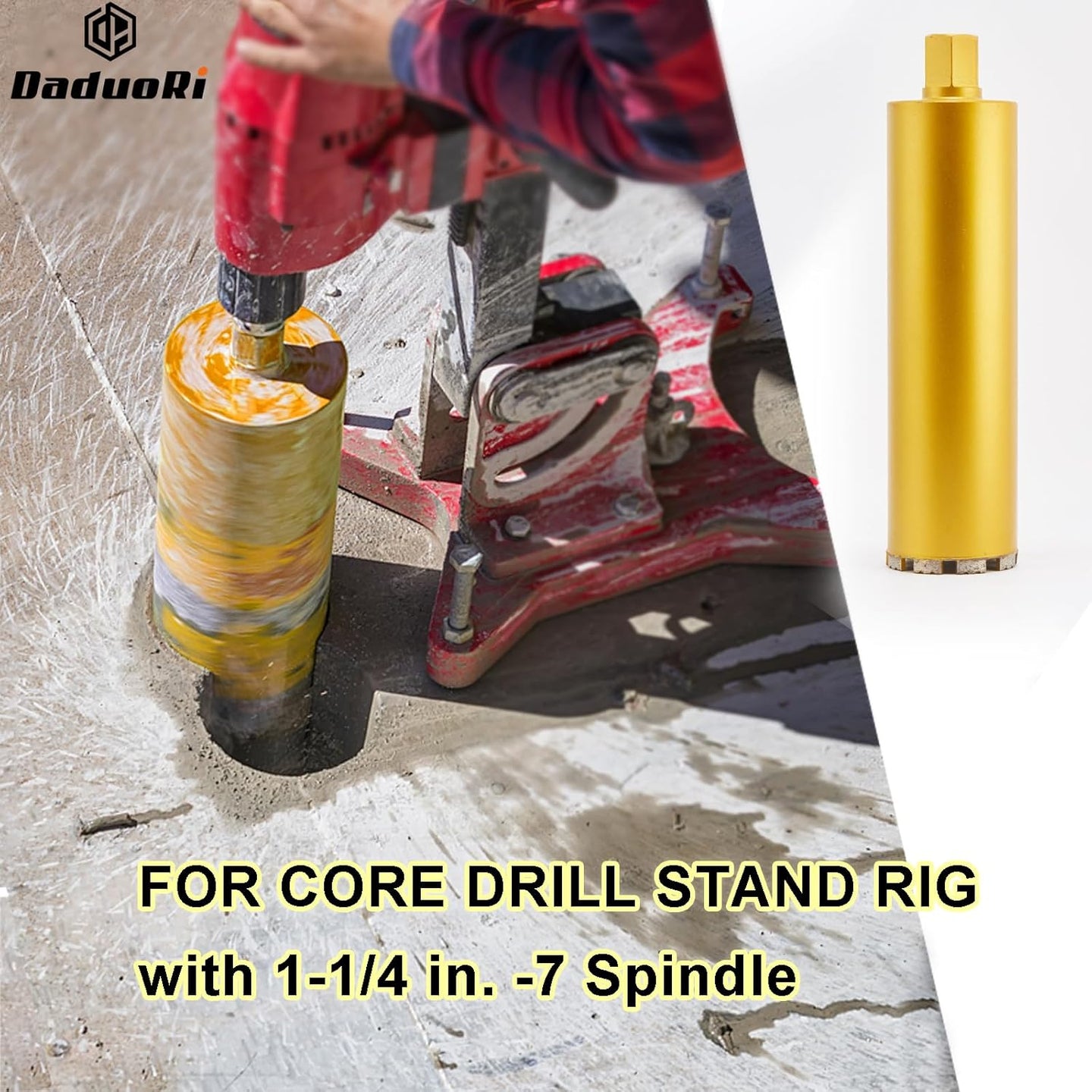 4 Inch Wet Core Drill Bits,  4" Core Bit for Concrete, 14" Drilling Depth, 1-1/4"-7 Thread Diamond Core Bit for Cured Concrete with Rebar, Hard Masonry, Brick Block, Stucco, Stone (102Mm)