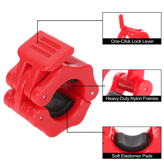 Olympic 1-2" Inch Barbell Clamps Quick Release Standard Bar Weight Plates 1 Pair