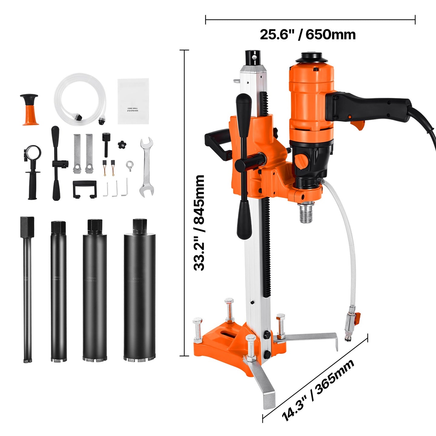 Diamond Core Drill Machine Handheld and Stand Concrete Core Drill Rig 8 In