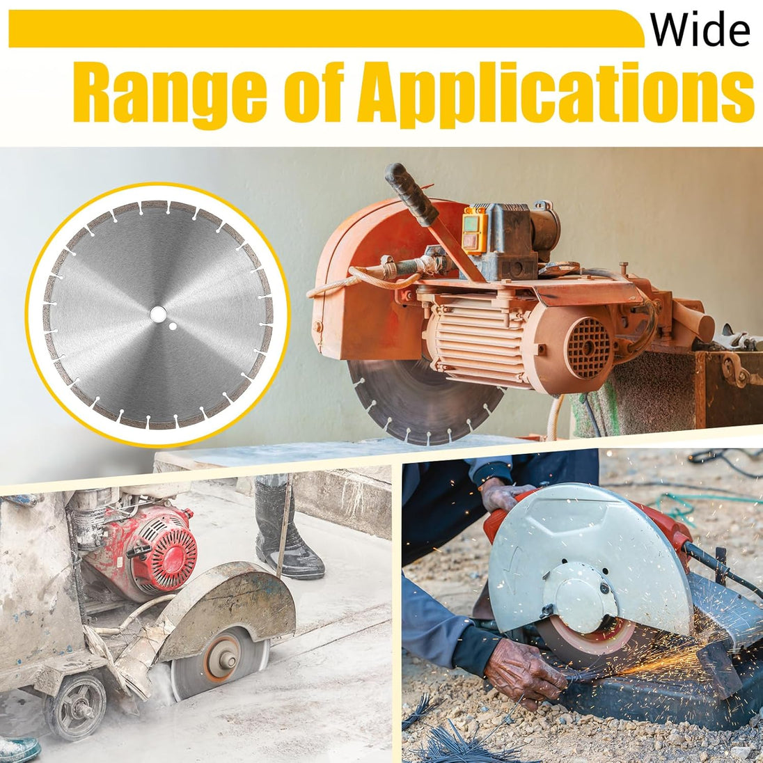 10 Pcs 14 Inch Diamond Concrete Saw Blade, 14 Inch Masonry Blade with 12 Mm Arbor Dry or Wet Concrete Saw Cutting General Purpose Segmented High Speed for Brick Stone Block Marble Granite