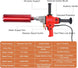 Diamond Core Drilling Machine, Handheld Dry and Wet Core Drill Rig, 1-1/4"Threaded Shaft, Equipped with Wet Drill Bits 1.25", 2.5", 3.25",4"And Water Pump Set, for Concrete Bricks and Stones
