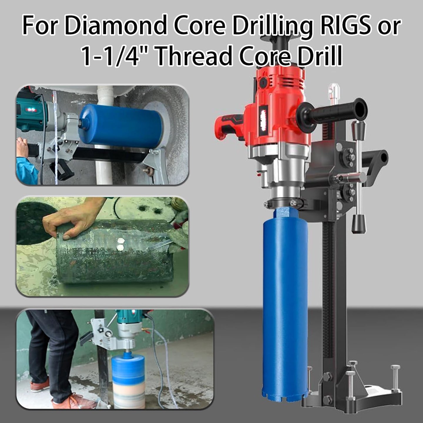 4" Wet Core Drill Bits with 1-1/4"-7 Thread Featuring 15.74" Drilling Depth 10Mm Diamond Segment Specifically Designed for Heavy-Duty Applications in Reinforced Concrete Brick and Masonry