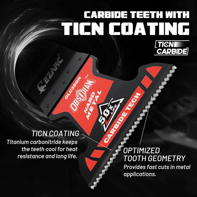 Obsidian Carbide Oscillating Saw Blades, Multi Tool Blades Quick Release for Hard Metal, Nails, Bolts and Screws, 3-Pack