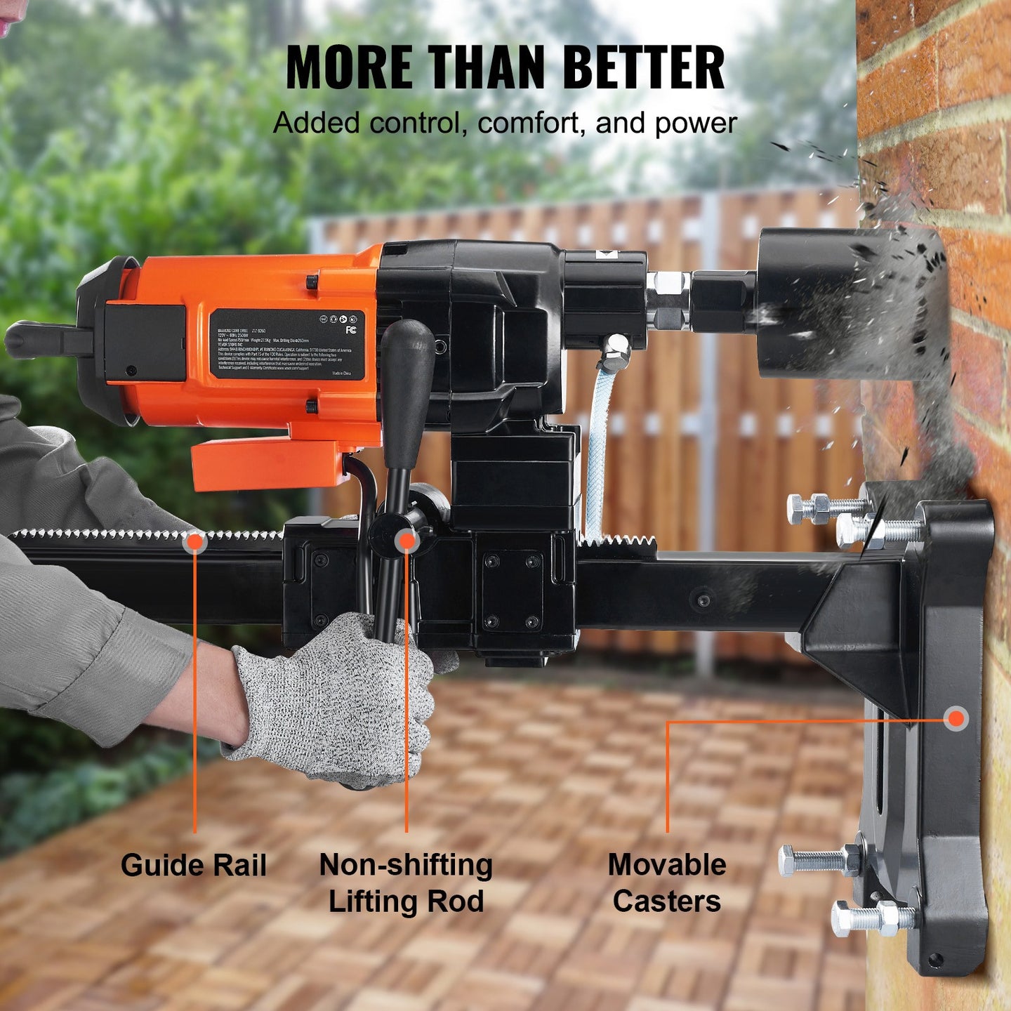 Diamond Core Drill Machine Concrete Core Drill Rig Casters 2500W 750RPM