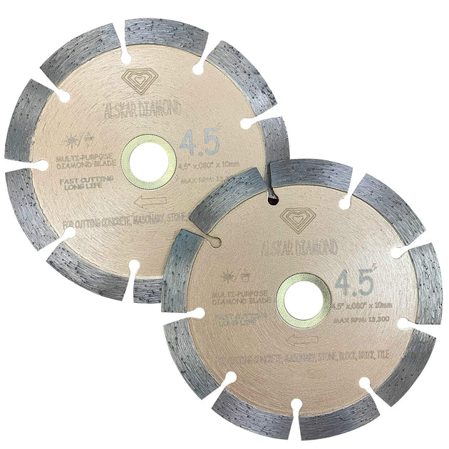 (2 Pack)  USA ADLSS 4-1/2 Inch Dry or Wet Cutting General Purpose Power Saw Segmented Diamond Blades for Concrete Stone Brick Masonry (4 1/2" - 2 Pcs)