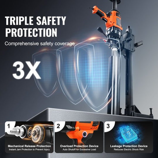 Core Drill Machine 0.8-6.3In Dia 2000W Handheld and Stand Core Drill Rig