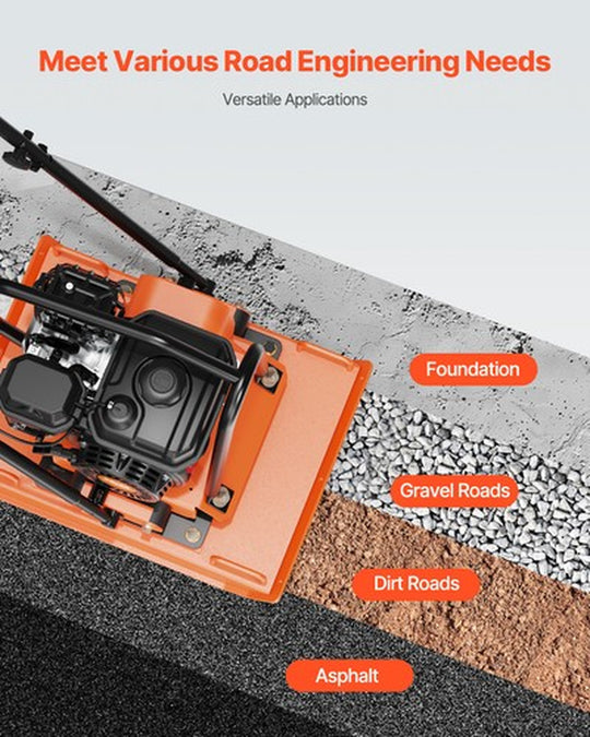 VEVOR 7.0Hp Walk-Behind Vibratory Plate Compactor Soil Dirt Rammer Gas Engine