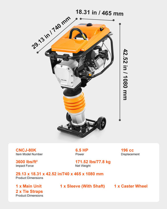 6.5 HP 196 Cc Four-Spring Jumping Jack Vibratory Rammer Plate Tamper Compactor