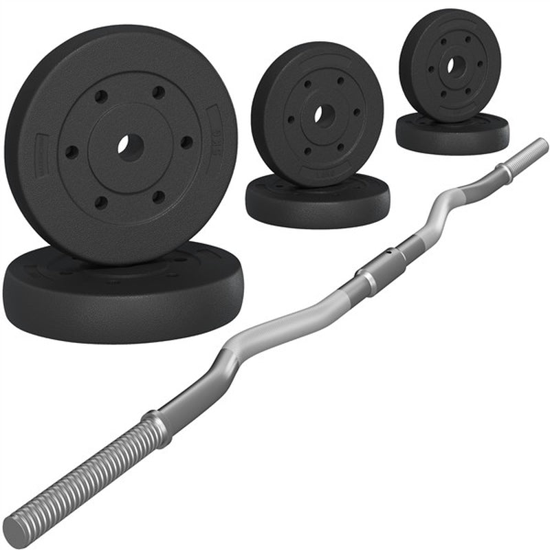 44Lbs Weights Barbell Weight Set Olympic Curl Bar with Weights for Home Gym