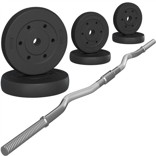 44Lbs Weights Barbell Weight Set Olympic Curl Bar with Weights for Home Gym