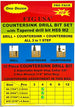 Countersink Drill Bit Set 4 Pc #4 (7/64"), 4 Pc #6 (9/64"), 4Pc #8 (11/64") with Tapered Drill Bits, Depth Stop and Storage Container