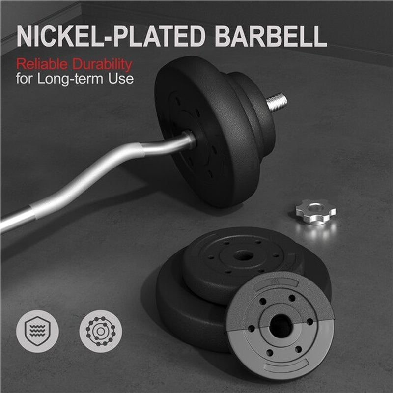 44Lbs Weights Barbell Weight Set Olympic Curl Bar with Weights for Home Gym
