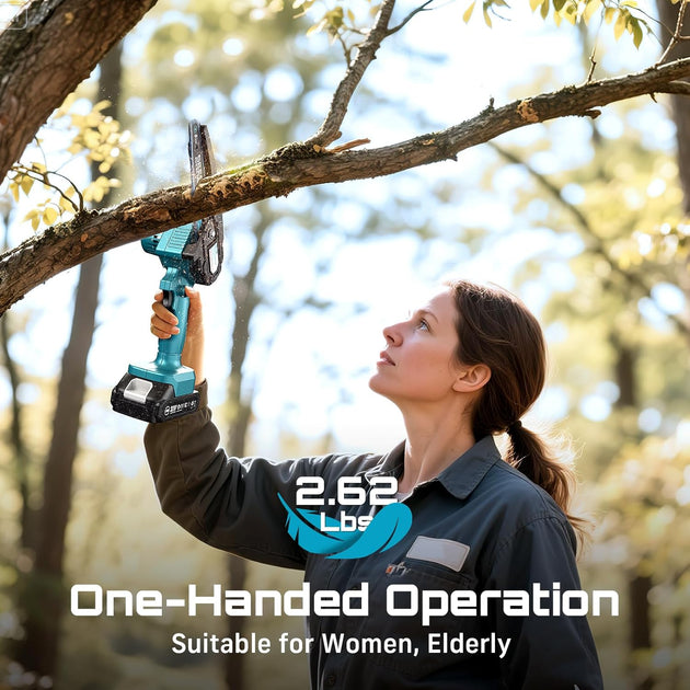 Mini Chainsaw, 6-Inch Mini Chainsaw Cordless, Handheld Electric Power Chain Saw with 2 Batteries, for Tree Trimming Wood Cutting, Best Gifts for Father, Dad, Husband, Men