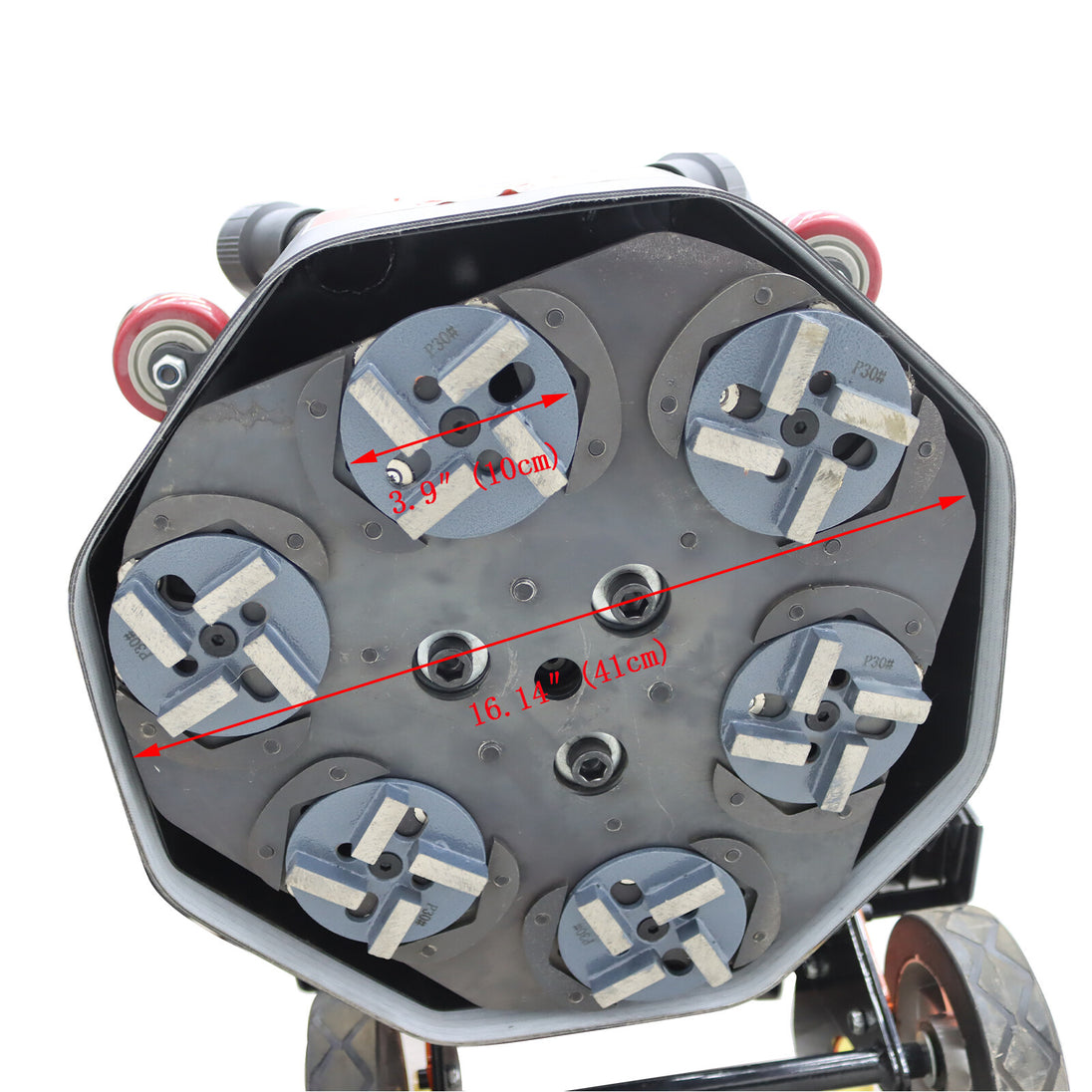 220V Concrete Floor Grinder Polishing Machine W/ 30L Dust Bucket 6 Grinding Head