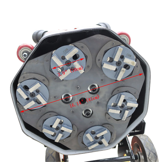 220V Concrete Floor Grinder Polishing Machine W/ 30L Dust Bucket 6 Grinding Head
