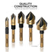 10218A Countersink Drill Bit Set for Wood and Metal, 1/4” Tri-Flat Shank, 5 Piece Countersink Bits, M2 High Speed Steel