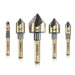 Countersink Drill Bit Set, 5 Pieces High Speed Steel 82 Degree 5 Flute 6Mm round Shank Mill Cutter Bit Countersink in Sizes 1/4” 3/8” 1/2” 5/8” 3/4” Set with Carrying Case