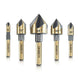 Countersink Drill Bit Set, 5 Pieces High Speed Steel 82 Degree 5 Flute 6Mm round Shank Mill Cutter Bit Countersink in Sizes 1/4” 3/8” 1/2” 5/8” 3/4” Set with Carrying Case