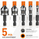 5PCS Countersink Drill Bit Set, High Speed Steel Countersink Bits, 82 Degree 5 Flute Pieces, 1/4 Inch Hex Shank, Fit for Sink Holes into Metals, Wood, Plywood, Plastic with Aluminum Case
