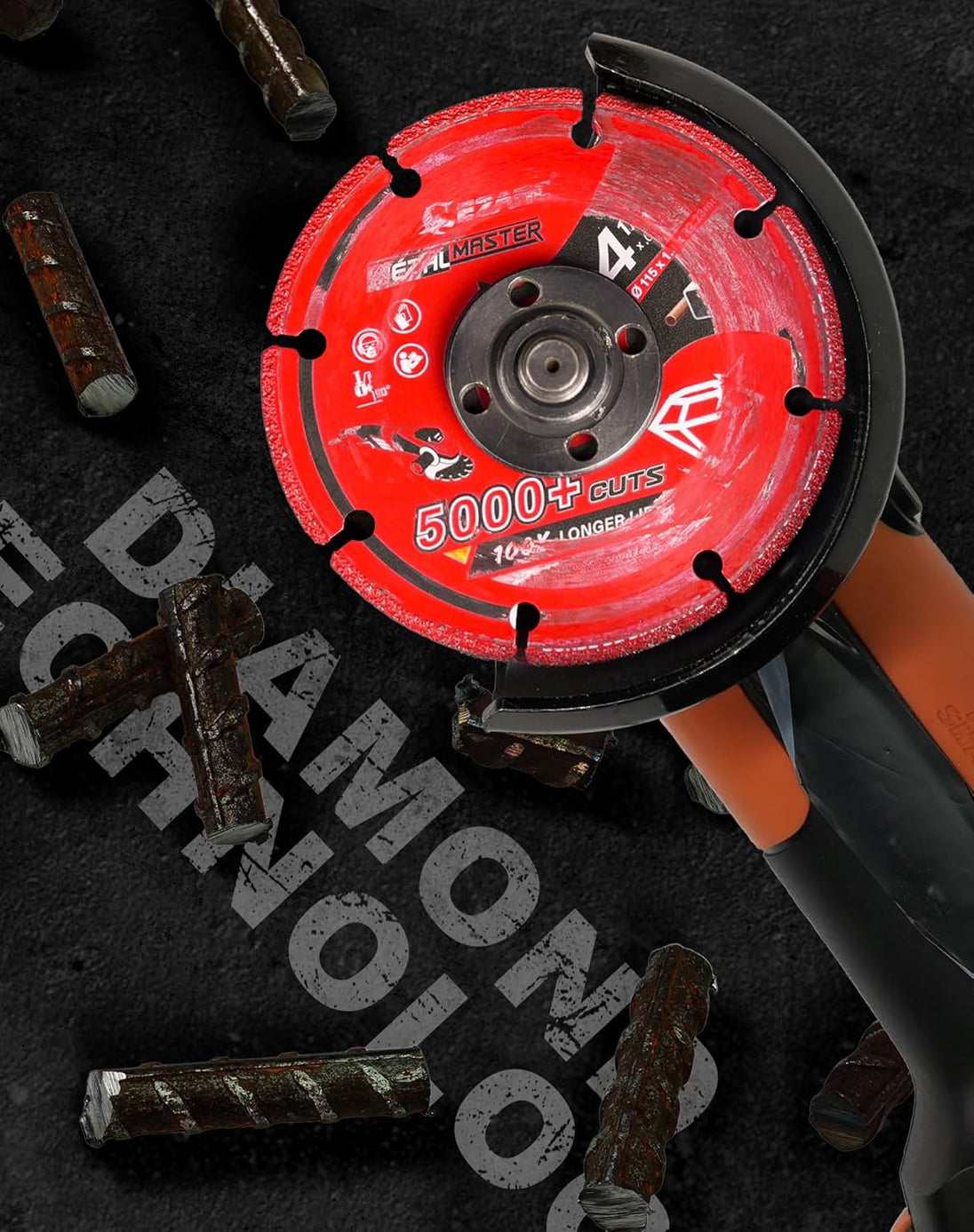 Diamond Cutting Wheel 4 1/2 X 7/8 Inch for Metal, Cut off Wheel with 5000+ Cuts on Rebar, Steel, Iron and INOX