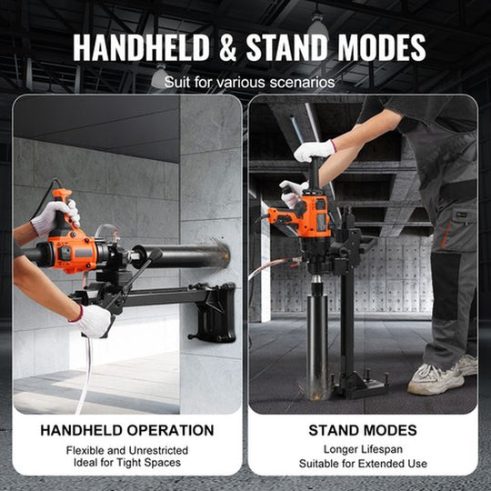 Core Drill Machine 0.8-6.3In Dia 2000W Handheld and Stand Core Drill Rig