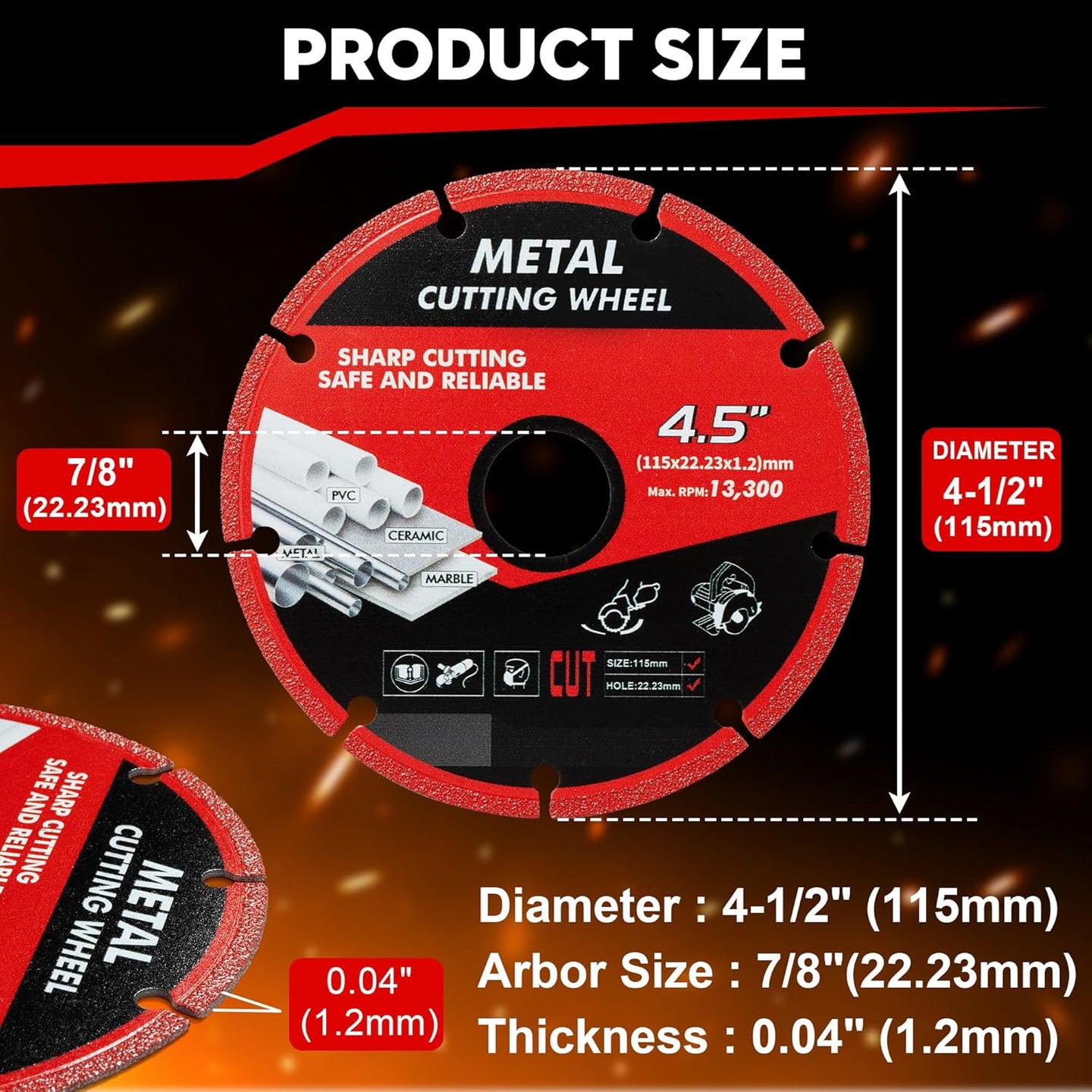 4 1/2 Inch Diamond Cutting Wheel for Metal, 4.5 Inch Cut off Wheel Angle Grinder Cutting Disc with 5000+ Cuts on Rebar, Steel, Iron and INOX (3 Pcs)