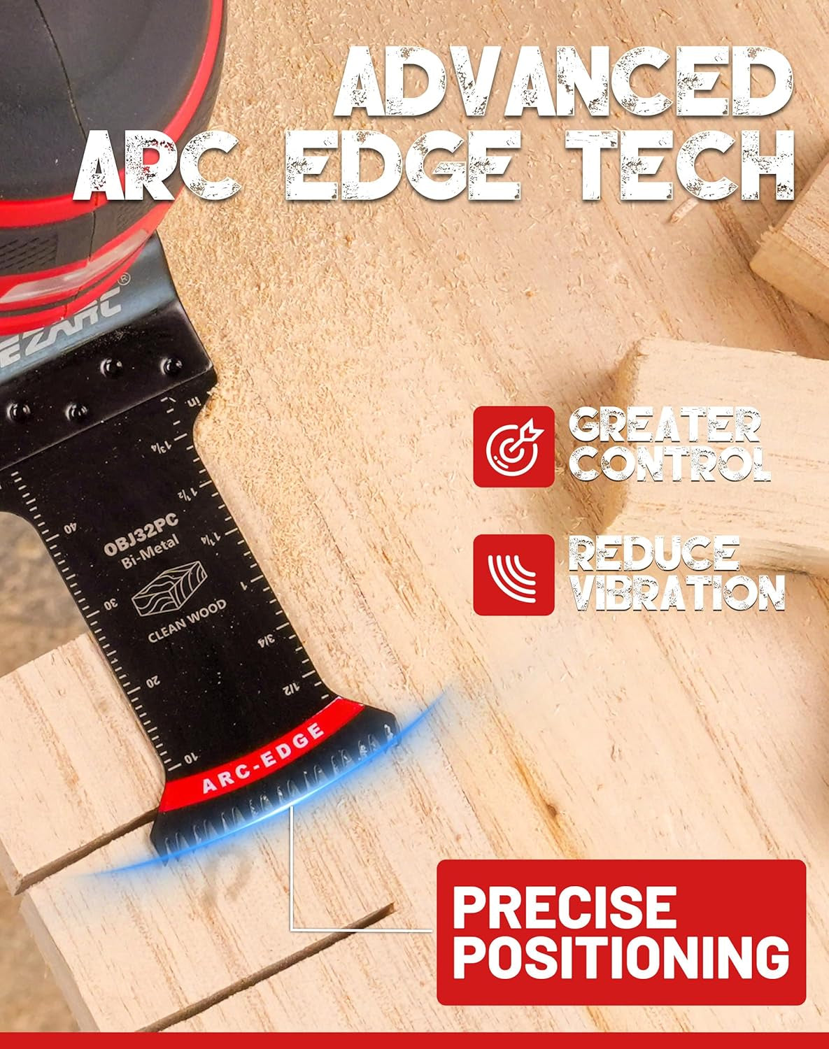 Bi-Metal Arc Edge Oscillating Tool Blade, Japanese Teeth Oscillating Saw Blades for Clean Cuts in Hard Wood & Plastic, Universal Fit Multitool Blades, 10-Pack