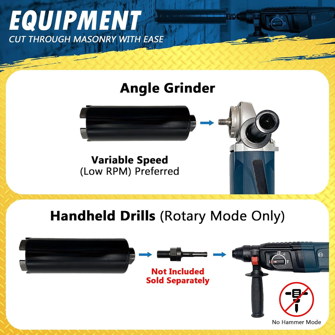 3-1/2" Dry/Wet Multipurpose Core Bit for Masonry, Concrete and Natural Stone, 6" Drilling Depth, 5/8"-11 Arbor