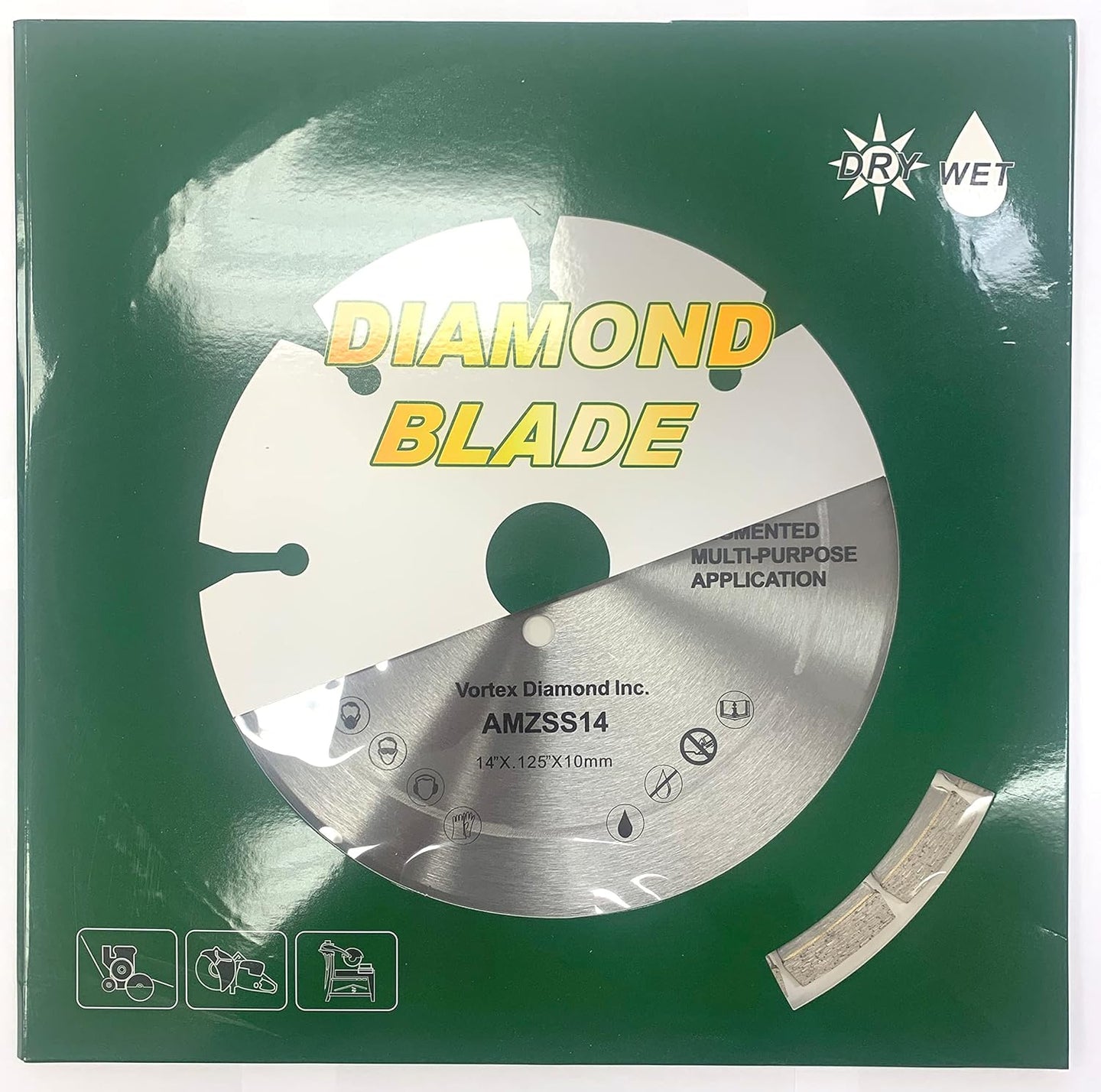 (5 Pack)  VSS 14 Inch Dry or Wet Cutting General Purpose Power Saw Segmented Diamond Blades for Concrete Stone Brick Masonry (14" (5 Pcs))