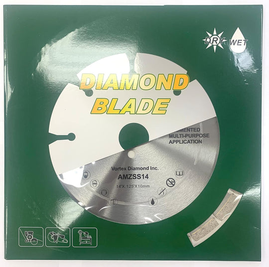 (5 Pack)  VSS 14 Inch Dry or Wet Cutting General Purpose Power Saw Segmented Diamond Blades for Concrete Stone Brick Masonry (14" (5 Pcs))